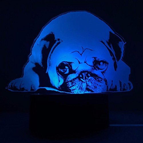 

3D Cute Pug Dog Night Light Touch Table Desk Optical Illusion Lamps 7 Color Changing Lights Home Decoration Xmas Birthday Gift