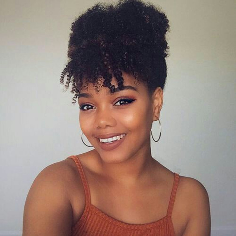 

120g Afro Kinky Curly Human Hair Ponytail For Black Women Brazilian Virgin Hair Drawstring Ponytail Hair Extensions 10-16 inch shipdrop