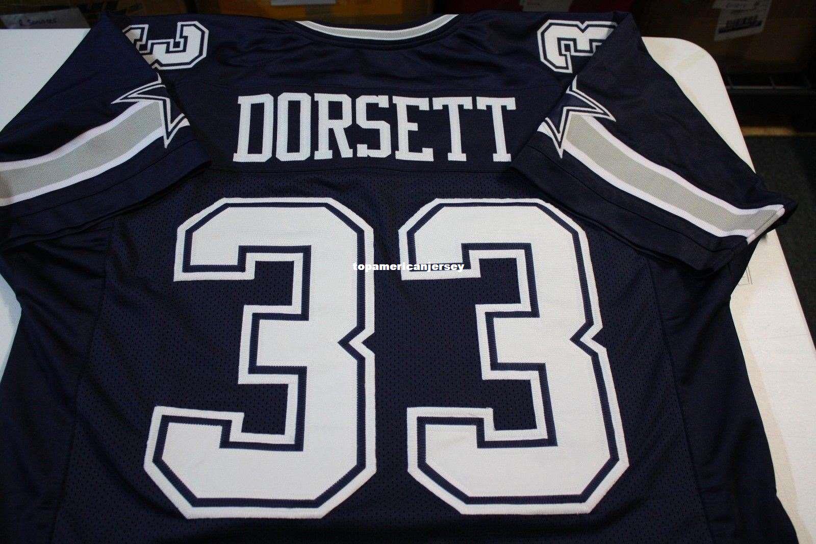 

Cheap Retro #33 TONY DORSETT CUSTOM MITCHELL & NESS Jersey Stitching men's Football Jerseys Rugby, Blue