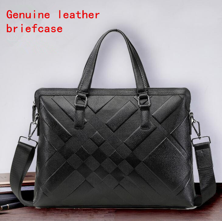 

Factory wholesale men bag fashion gentleman leathers handbag first layer leatheres business briefcase large-capacity leather computer briefcases, Black
