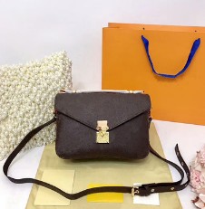 

brand genuine leather POCHETTE METIS handbag hight quality women shoulder Purses Free shipping real leather crossbody shoulder bag, Brown mono