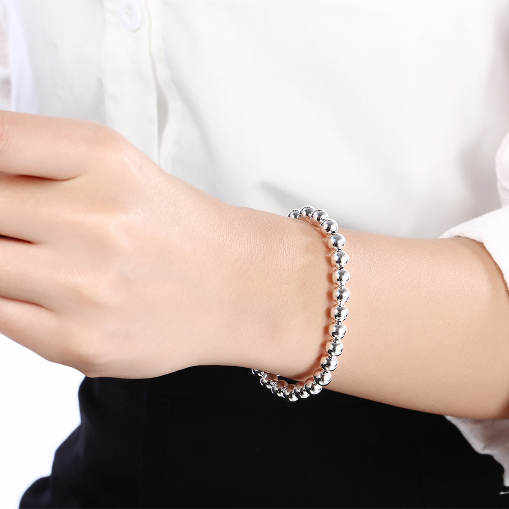 

Promotion! 10pcs/lot 925 sterling silver 4mm / 6mm / 8mm / 10mm hollow ball beads Bracelet for women /men 925 silver women's jewelry, Black