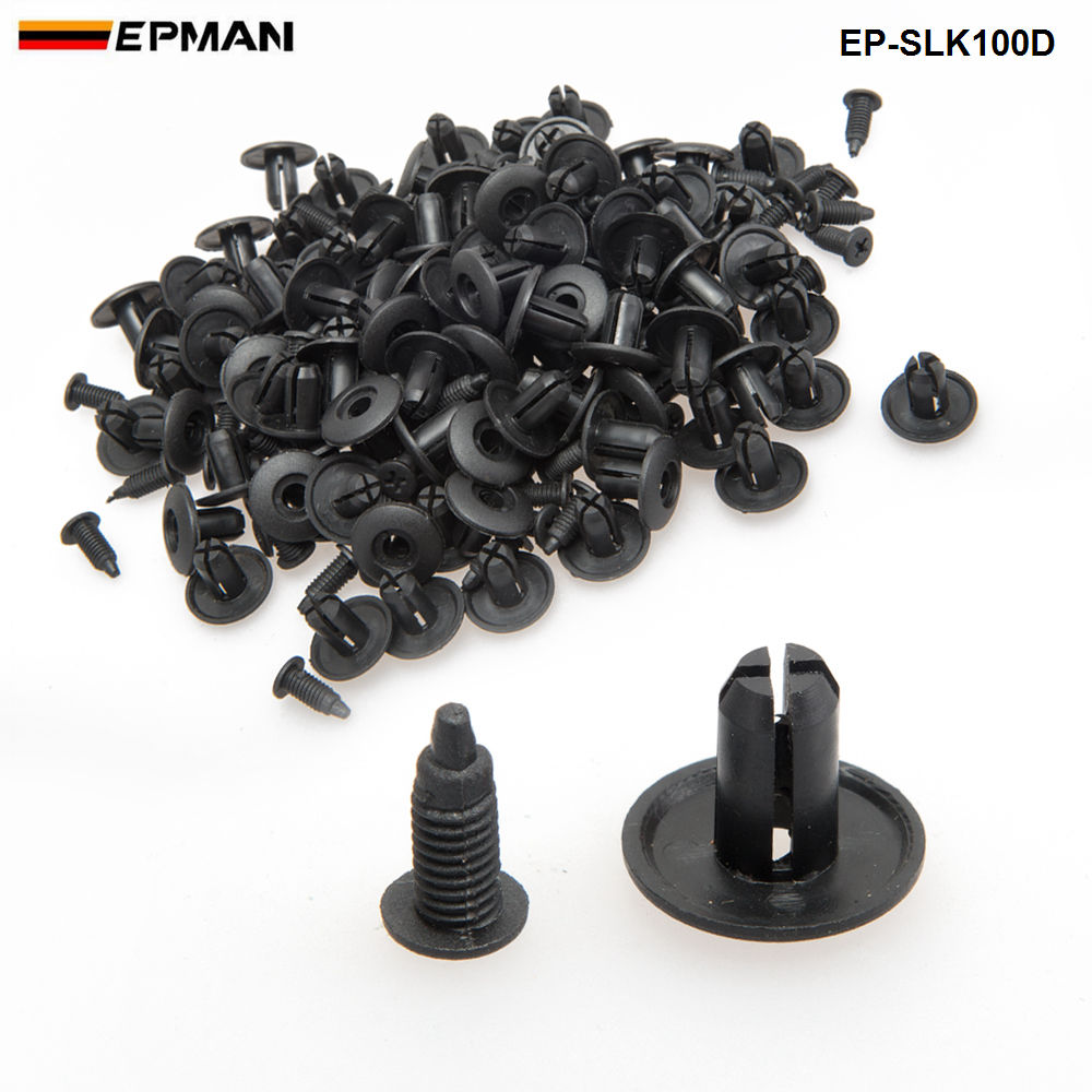 

100Pcs 8mm Car Universal Mixed Door Trunk Rack Bumper Expansion Screw Threaded Nail Plastic Interior Clip Clasp for Car Fastener SLK100D