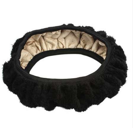 

New Winter Black Charm Warm Long Wool Plush Car Steering Wheel Covers woolen Car UniversalInterior Accessory