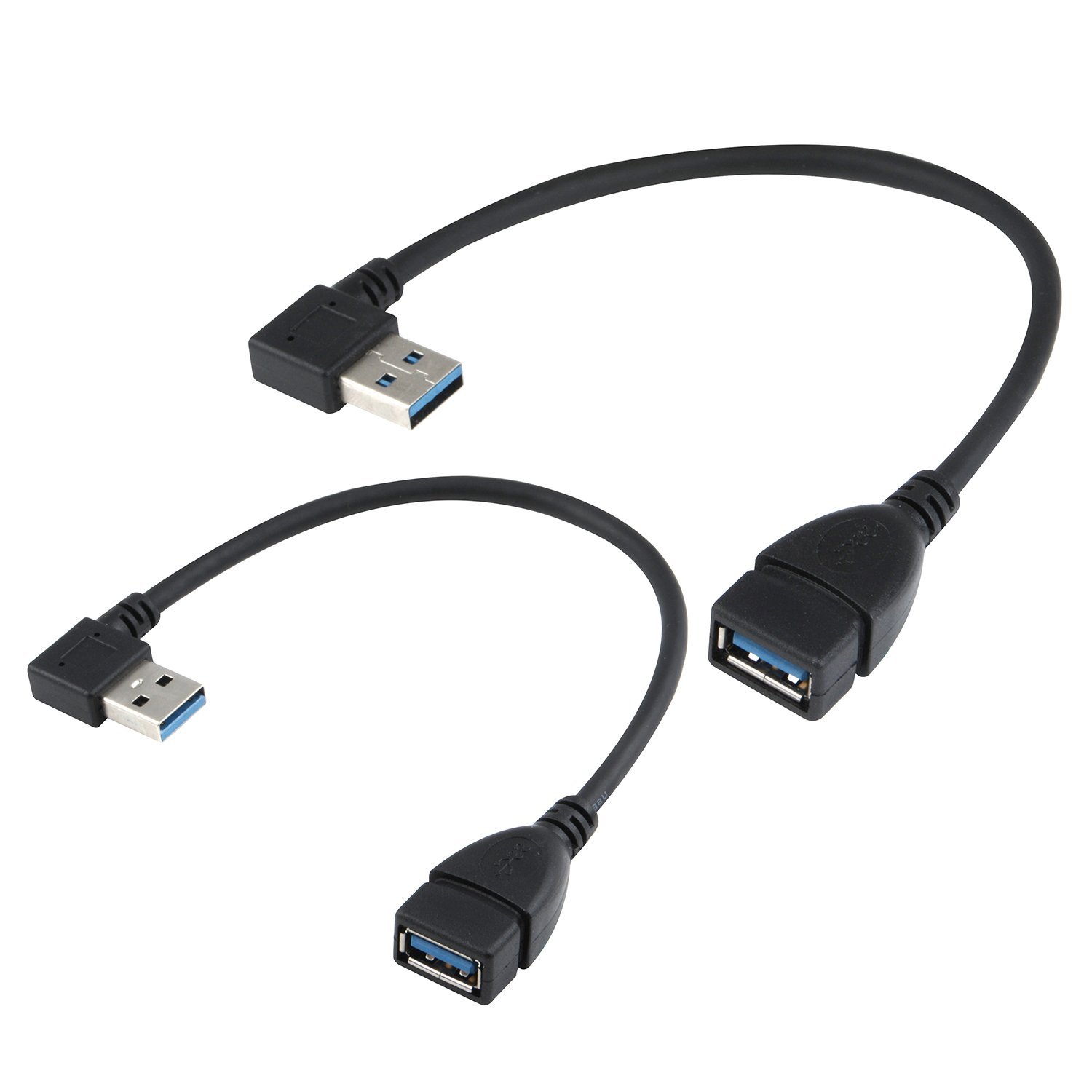 

USB 3.0 Extension Cable - A Left & Right Angle - Male To Female - Pack of 2 (Black-Left Right Angle)