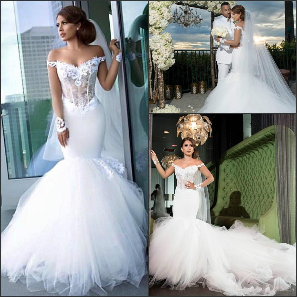 

Vintage Beach mermaid Wedding Dresses Off The Shoulder Satin Applique Garden Illusion Bridal Gown Tulle Cathedral Train Backless Country, Blush