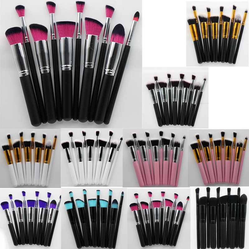 

10pcs Kabuki Makeup Brushes Professional Cosmetic Brush Kit Wood Handle Face Powder Foundation Eyeshadow Blush Makeup Brush Set