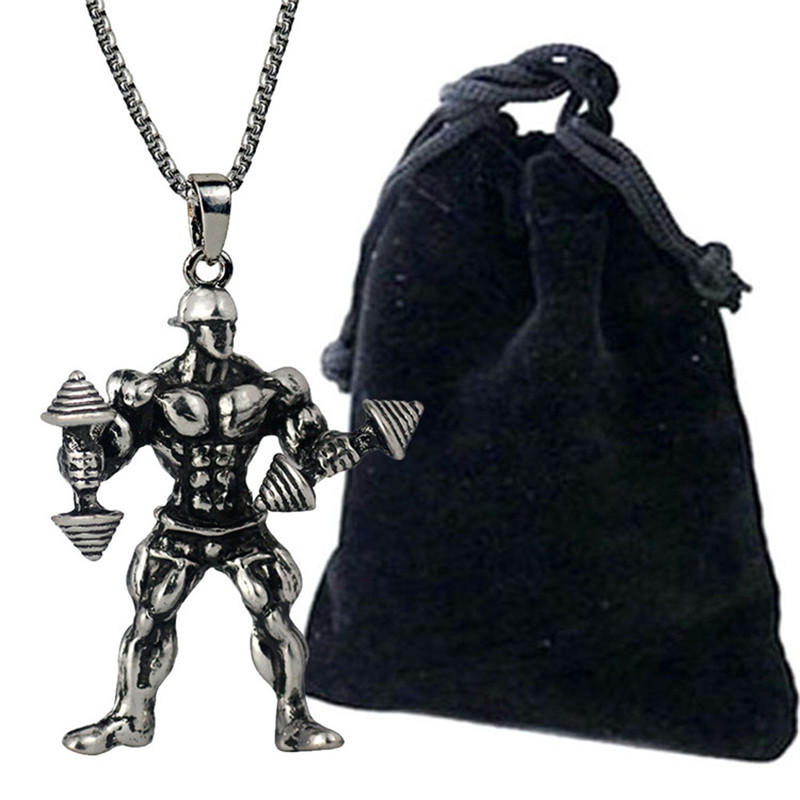 

Fitness Pendant Necklace Movement Retro Muscular Men Pendants Europe and the United States Fashion Jewelry New Wholesale