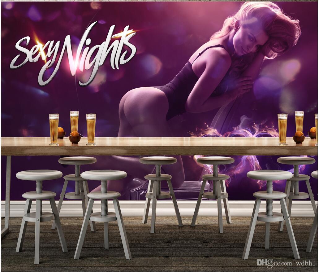 

3d wallpaper custom photo Sexy beauty one foot pedal hotel nightclub KTV tooling wall murals wallpaper for walls 3d living room, Purple