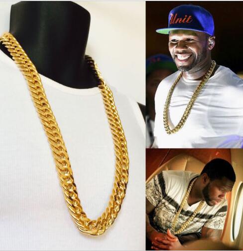 

MEN HEAVY XXL 18mm 14K GOLD FINISH MIAMI CUBAN LINK CHAIN NECKLACE, Silver