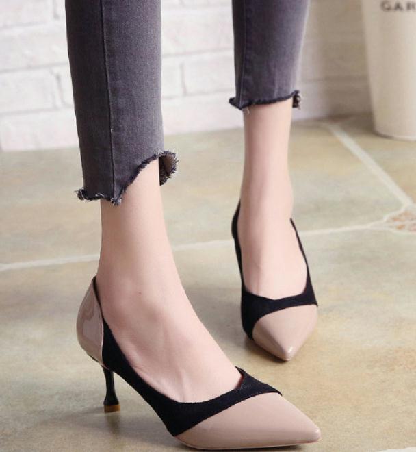 

Free send 2018 autumn new style high heels Fine heel pointed end fashion Women's Shoes, Black