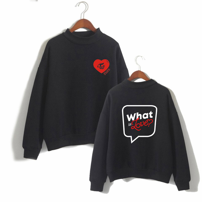 

Women Clothes Turtlenecks Men Long Sleeve Casual Sweatshirts Harajuku Tops TWICE What is Love Plus Size, Black