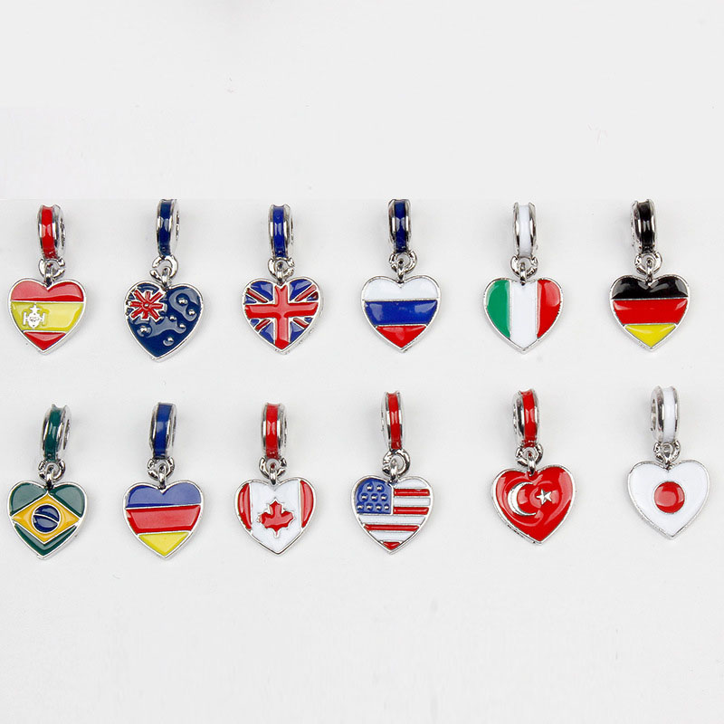 American Japan Canada Flags DIY Beads Charms for Bracelet and Necklace Pendant Loose Enamel Beads Fashion Jewelry Wholesale Drop Shipping-image-423896999