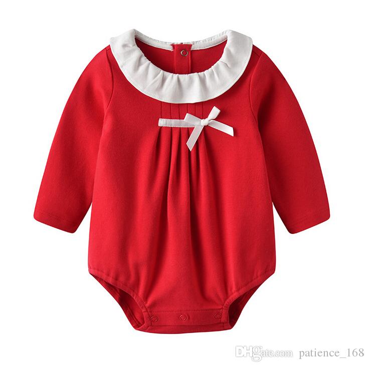 

2018 INS 2 color new arrivals baby kids climbing romper high quality pure cotton long sleeve lace collar romper kids spring autumn romper, Mix color