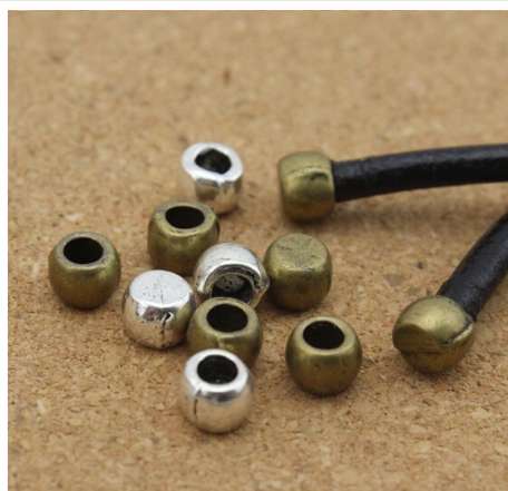 

v100pcs/lot Hole Size 3mm Metal Antique Bronze/Silver Leather Cord End Caps Beads for DIY Necklace &Bangle Jewelry Making F1563