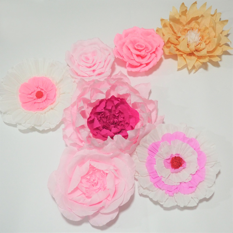 

Giant Crepe Paper Flowers 7PCS For Wedding & Event Backdrop Decor Baby Nursery Fashion Show Photography Baby Shower