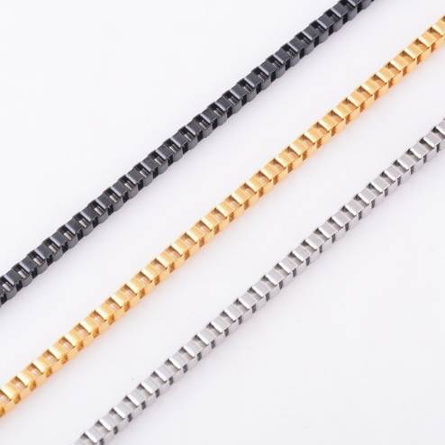 

Silver/Gold/ Black Tone Women and Men Box Necklace Chain 316L Stainless Steel Necklace For High Quality Jewelry Chain