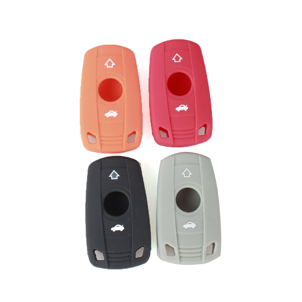 Black Red Orange Grey Silicone Car Remote Fob Key Holder Case Cover For BMW X1 X5 3 5 Series-image-415618941