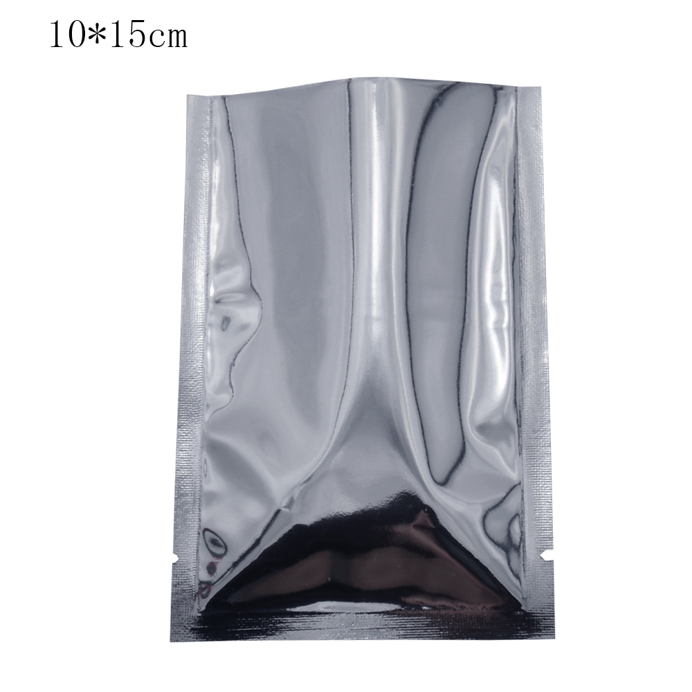 

10*15cm Heat Seal Flat Top Silver Aluminum Foil Packing Bag Open Top Dried Food Pack Bag Glossy Vacuum Mylar Foil Pouches Bag 200Pcs/Lot