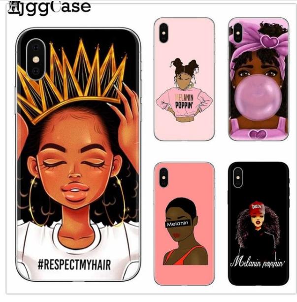 

2bunz Melanin Poppin Aba Case For iPhone 11 12 mini Pro X XR XS Max Fashion Black Girl Soft TPU Phone Cover For iPhone 6 6S 7 8 Plus