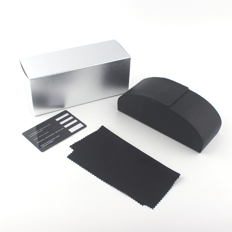 

Silver grey glasses case luxury leather case Brand Box Case For Sunglasses Eyeglasses Protective Eyewear Accessories Free Ship