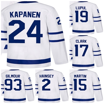 

Cheap 2018 2017 New Brand Men Maple Leafs Wendel Clark Kasperi Kapanen Joffrey Lupul Matt Martin Hainsey Gilmour White Custom Hockey Jerseys, As photo