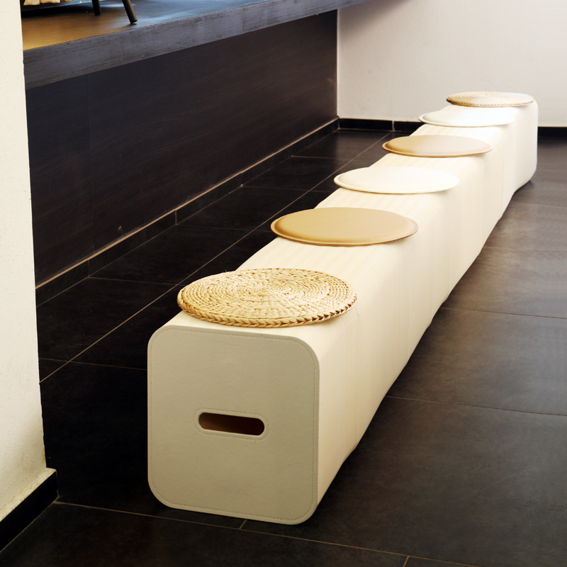 

H28cm x L300cm Innovation Furniture Pop - Smart Bench Indoor Universal Waterproof Accordion Style Kraft Portable Chair for 6 Seats Black