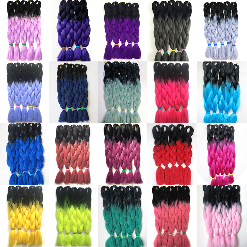 

Wholesale Price Ombre Synthetic Kanekalon Braiding Hair For Crochet Braids False Hair Extensions Ombre Jumbo Braiding Hair 24 Inch 100g