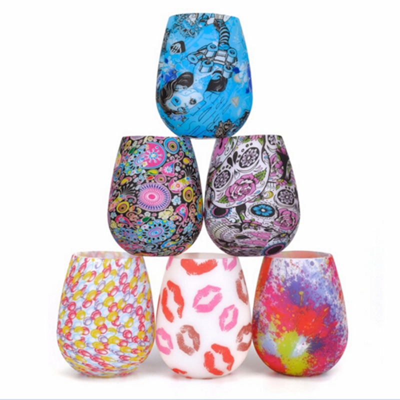 

Silicone Stemless Wine Glasses Camouflage Lip Bohemia National Skull Bubble Water Bottle Outdoor Cups Beer Whiskey Glass Drinkware 9 Styles