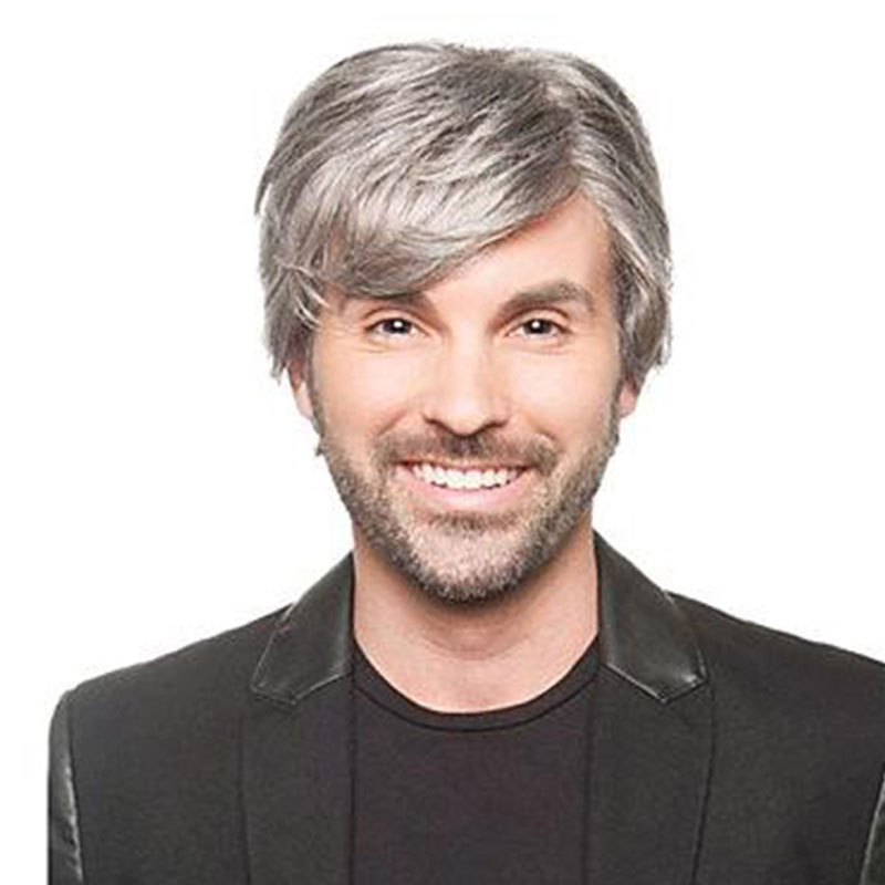 Hommes cheveux courts gris perruques haute température résistance à la chaleur fibre cheveux synthétiques à vendre livraison gratuite 2018