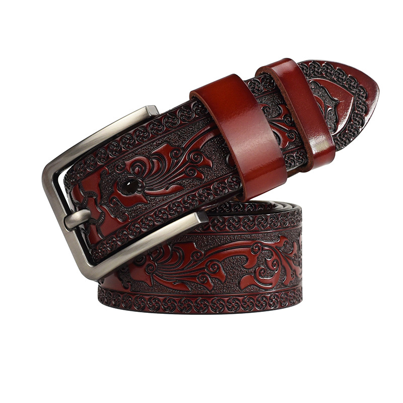 

Factory Direct Belt Western Floral Emboss New Fashion Belt High Quality Genuine Leather Belts for Men Quality Assurance, Black