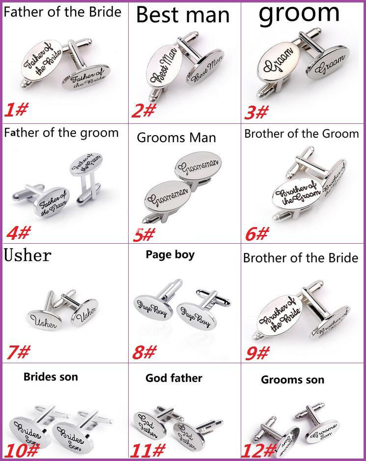 

Mens Wedding Cufflinks OVAL Shirt Cuff Link Clips Best Man/Grooms / Groomsman / Usher /Page Boy /Letters Cufflinks Gift Accessories