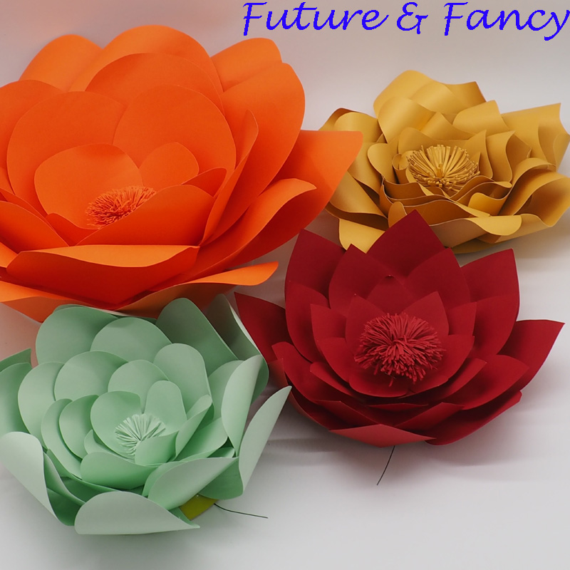 

4PCS Set Cardstock Customerized Giant Paper Flowers For Wedding Backdrops Windows Display Kids' Room Decorations Handmade, As picture