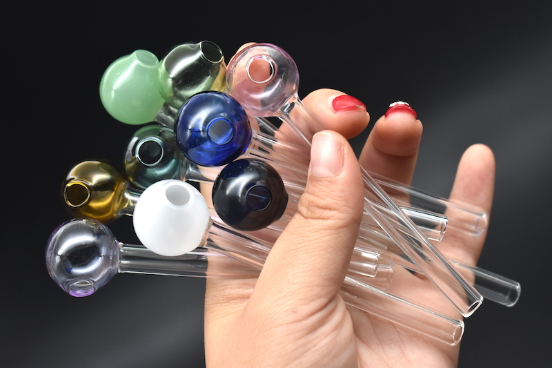 cheap mix colorful Pyrex Glass Oil Burner Pipe smoking Oil Burning Tube Pipe Glass Nail Pipe-image-410455681