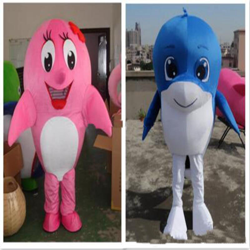 

2018 High quality Ocean animal Mascot Costume With Two Color Sea Animal Dolphin Mascots Adult Size Christmas Festival Party Costumes, Pink