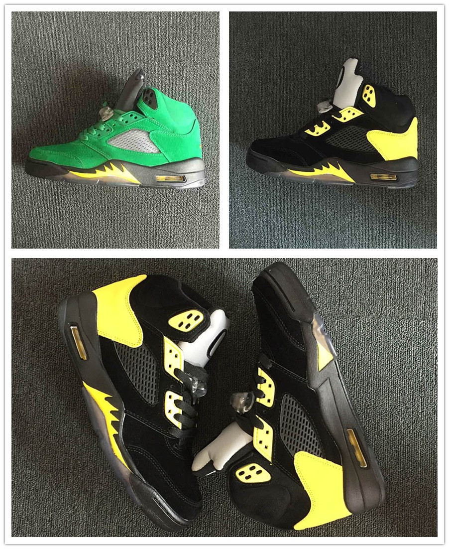 

New 5 Oregon Ducks PE men athletic shoes JumpDucks Green Yellow Strike-Black sports trainers mens fashion Shoes 454803-535