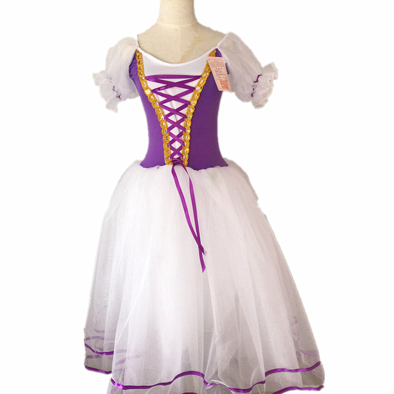 

New Romantic Tutu Giselle Ballet Costumes Girls Child Velet Long Tulle Dress Skate Ballerina Dress Puff Sleeve Chorus, Sky blue