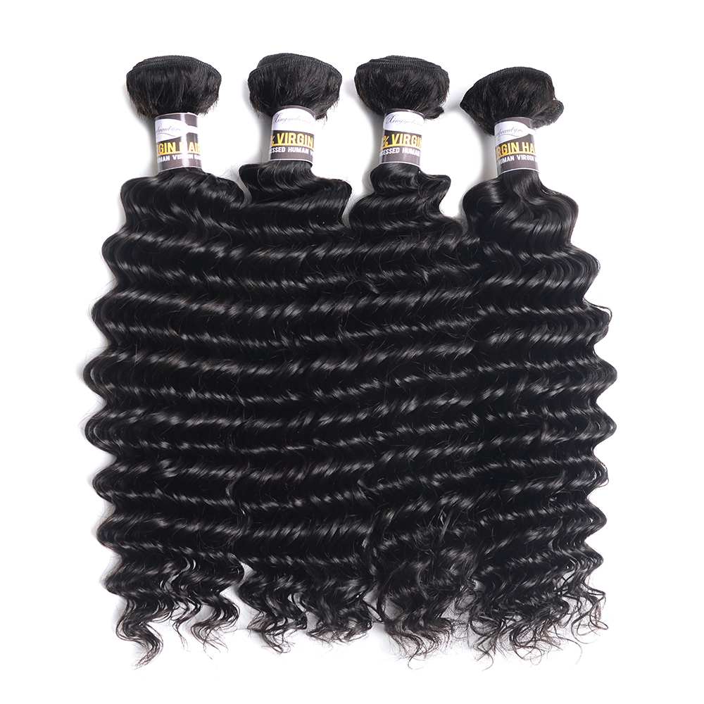 

Deep Wave Hair Brazilian Deep Wave 3 Bundle 100% Remy Human Hair Extension Weave Natural Color Free Shipping
