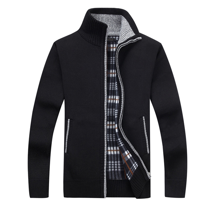 New 4XL 5XL Mens Fleece Sweate Autumn Winter Warm Cashmere Dress Slim Fat Wool Zipper Casual Sweater Men Knitted Coat AF1383 C18111501