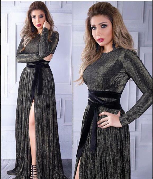 

Evening dress Yousef aljasmi Kim kardashian Cap sleeve O-Neck Pleated Split A-Line Long dress Almoda gianninaazar ZuhLair murad Ziadnakad, Same with picture