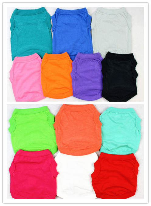 

Free shipping pet dog puppy T shirt solid color cat summer clothing clothes 30pcs/lot -XXL, Mixed colors