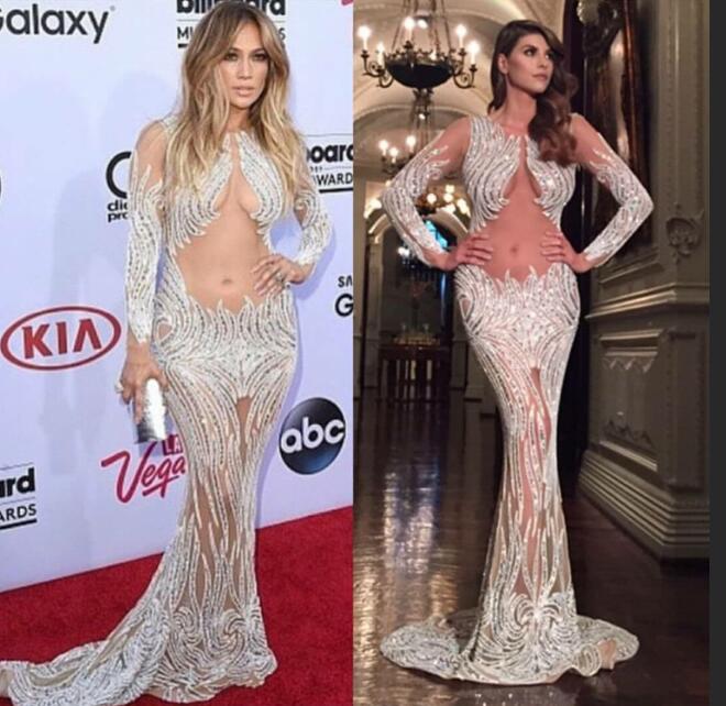 

Evening dress Yousef aljasmi Kim kardashian Long sleeveless O-Neck Beaded Mermaid Los Almoda gianninaazar ZuhLair murad Ziadnakad, Same with picture