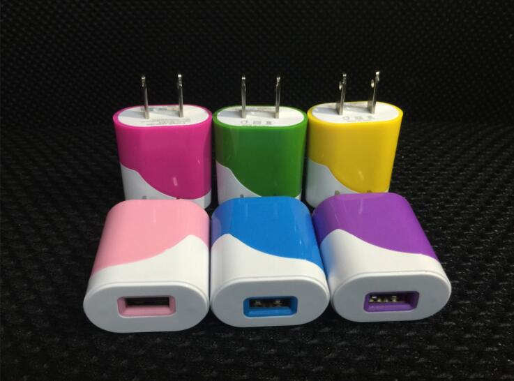 

5V 1A Single USb Double Color US Ac home wall charger power adapter for iphone 5 6 7 for samsung s6 s7 edge