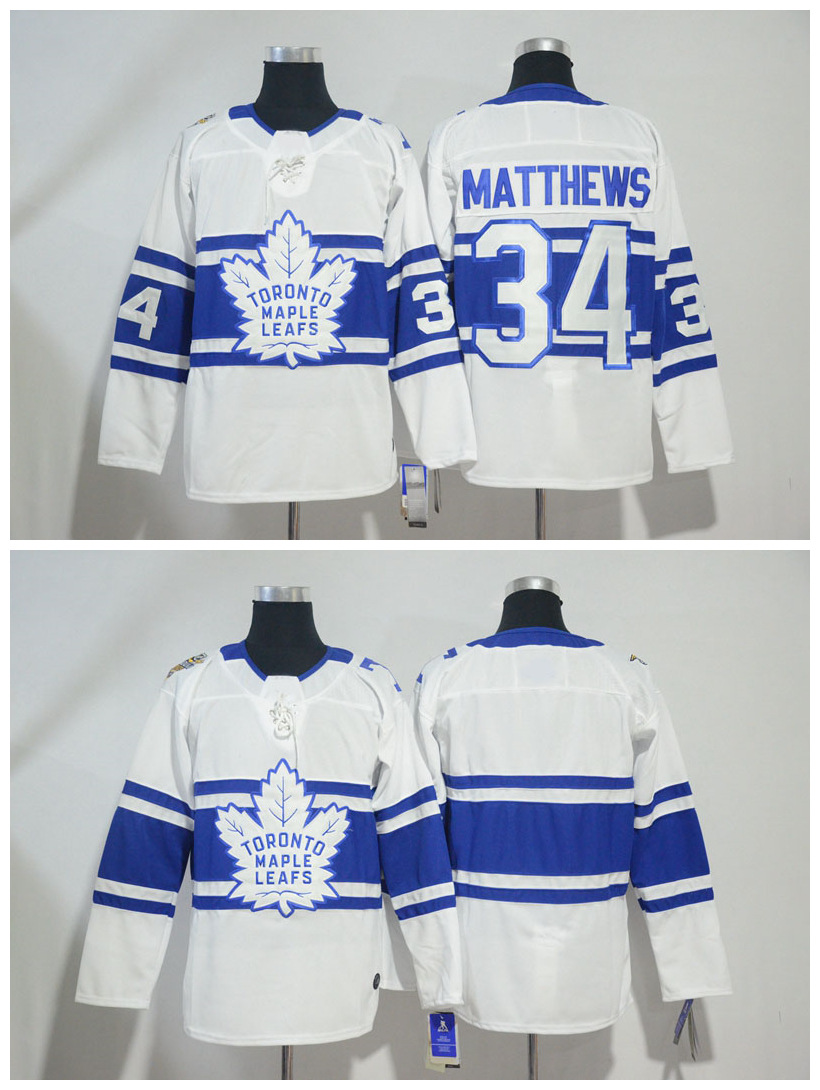 

2018 Stadium Series Toronto Maple Leafs Jersey #34 Auston Matthews Blank White Hockey Jerseys, Beige