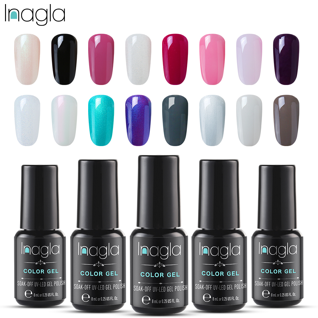 

Inagla Nail Gel Polish High Quality Nail Art 79 Hot Sale Color 8ml Soak off Organic UV LED Gel Varnish Primar Coat, No wipe top coat