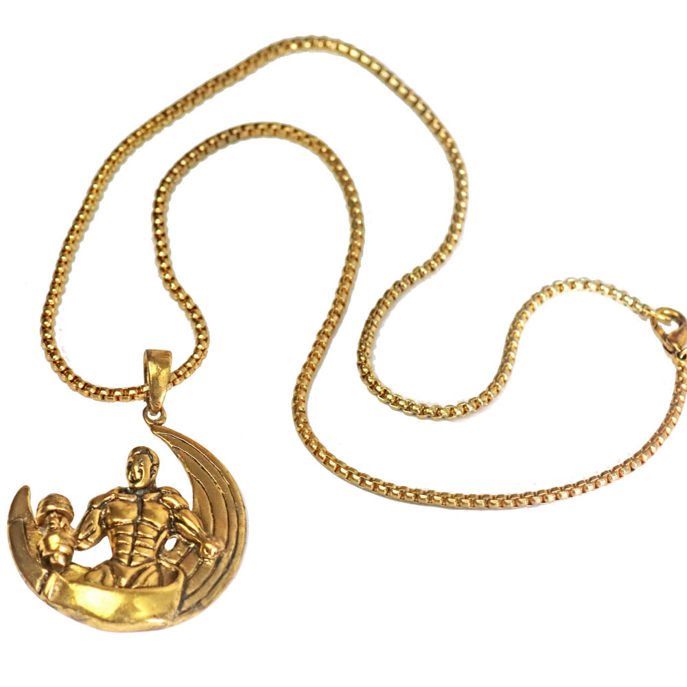 

Dumbbell Pendant Necklace Stainless Steel Chain Muscle Men Moon Fitness Necklace Vintage Men Hip Hop Jewelry