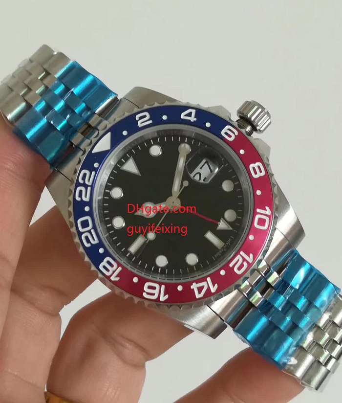 

126710BLRO Basel World Mens Watch Sapphire Glass GMT 126710 Cerachrom Pottery 24Hours Scale Word Wristwatches Movement Automatic Men Watches, Black