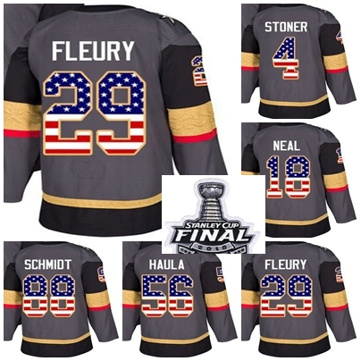 

2018 Stanley Cup Final Patch Men Lady Kid Vegas Golden Knights USA Flag Marc-Andre Fleury James Neal Stoner Haula Schmidt Hockey Jerseys, As photo