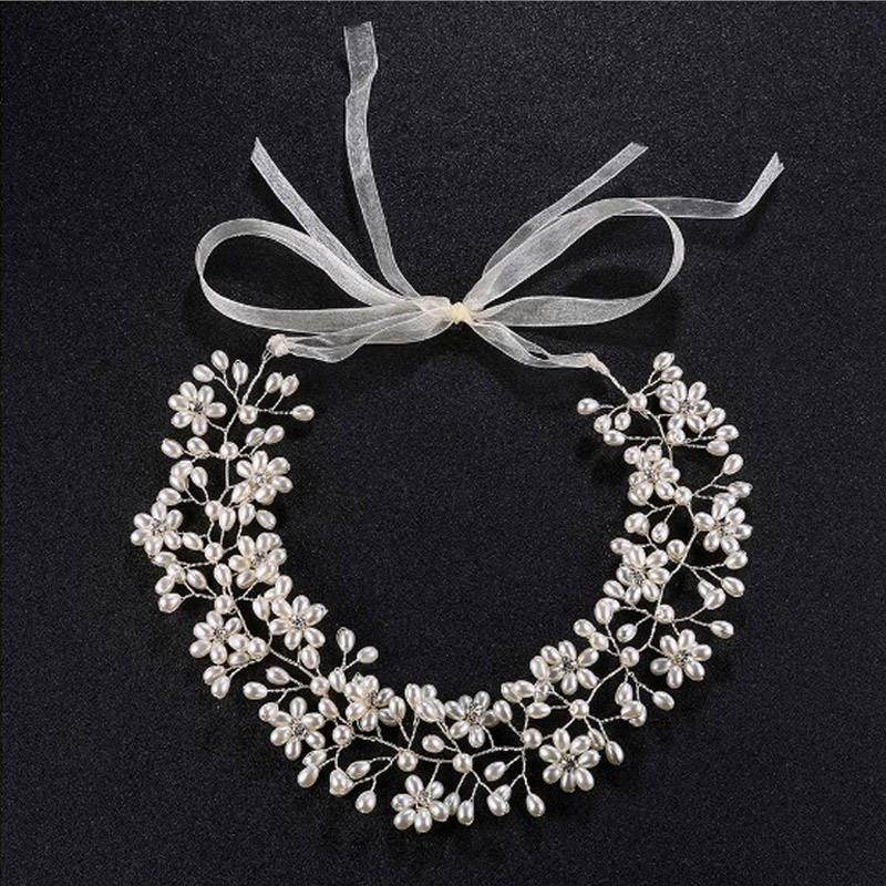 High Quality Luxurious Ribbon Royal Hair Jewelry Party Prom Fashion Pearl Bride Tiaras Wedding Hairr Accessories gifts-image-410616513