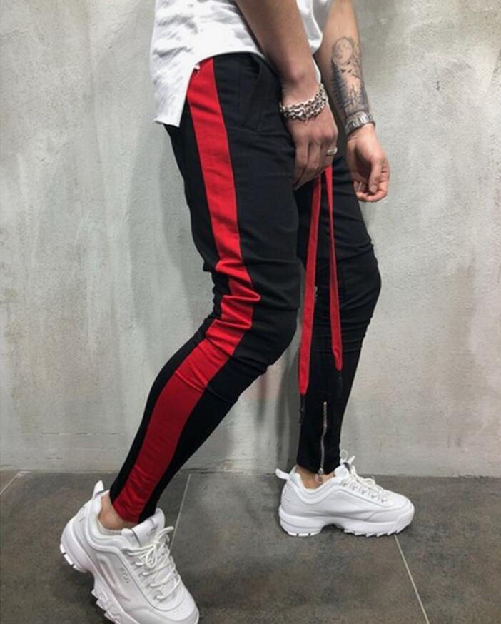 

Men Pants Hip Hop Sportswear Fitness Joggers Trousers Mens Streetwear Track Pants Gyms Sweatpant with high quality, Red